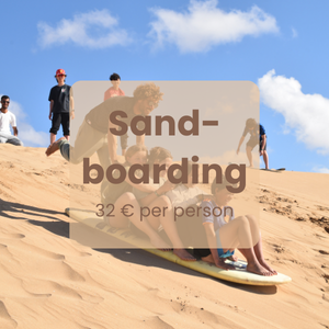 Sandboarding fun in small Sahra