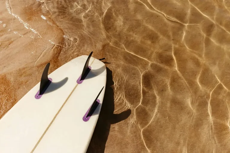Shortboard in shallow water